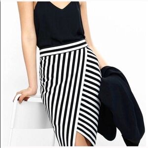 Black and White Asymmetrical Pencil Skirt